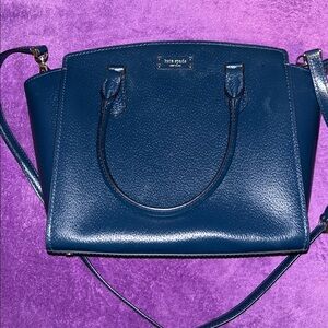 kate spade Navy Pebbled Leather Tote with Gold Hardware